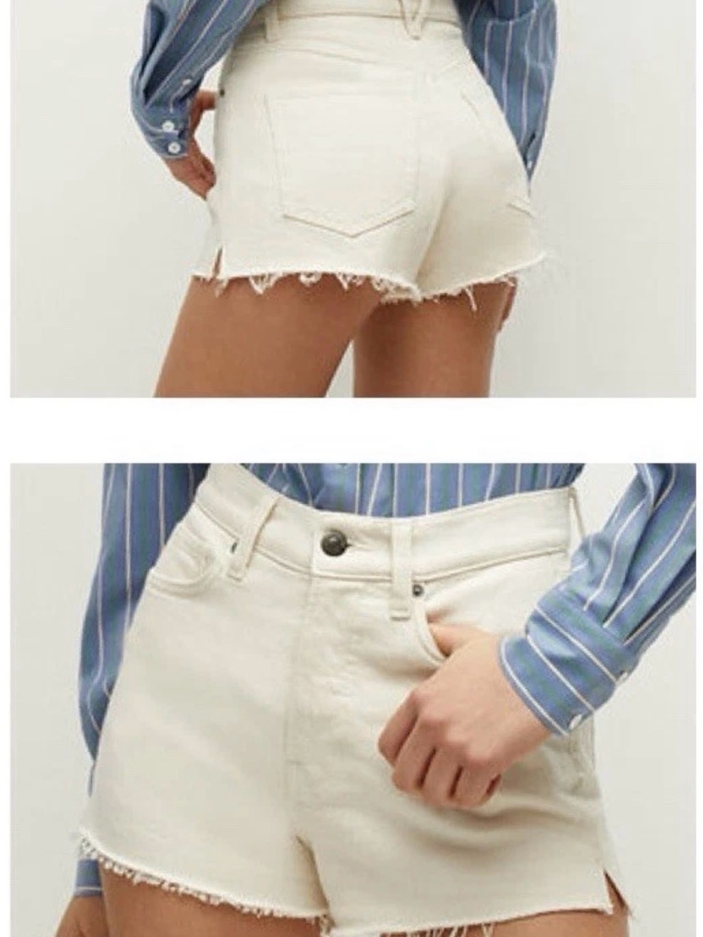 Veronica Beard Timmi Short High-Rise Jean Shorts - Ecru